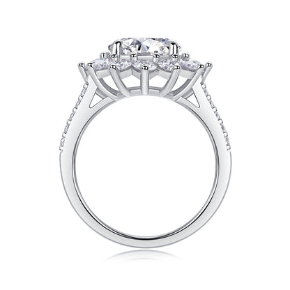 Sunflower - A Fashionable Diamond Jewelry Piece Set With 3-carat Moissanite S925 Sterling Silver And Platinum Diamond Ring