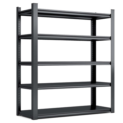 US Local 5 Tier Metal Shelves For Storage Garage Shelving 2000LBS Heavy Duty Storage Shelves Adjustable Garage Shelf Industrial Shelving Unit Storage Utility Rack,Black