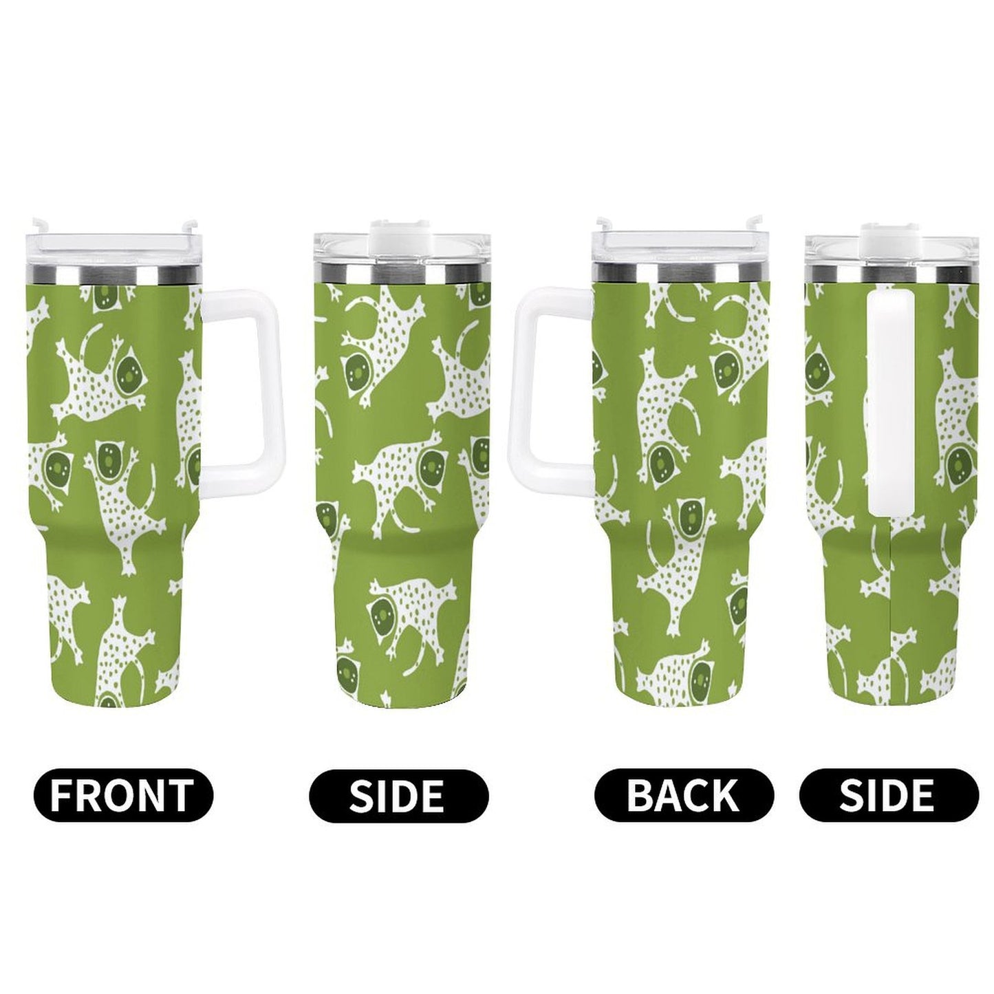 PHDT00223 POD US Local Tumbler 40 oz Large Capacity Car Cup Abstract, Cat, Green