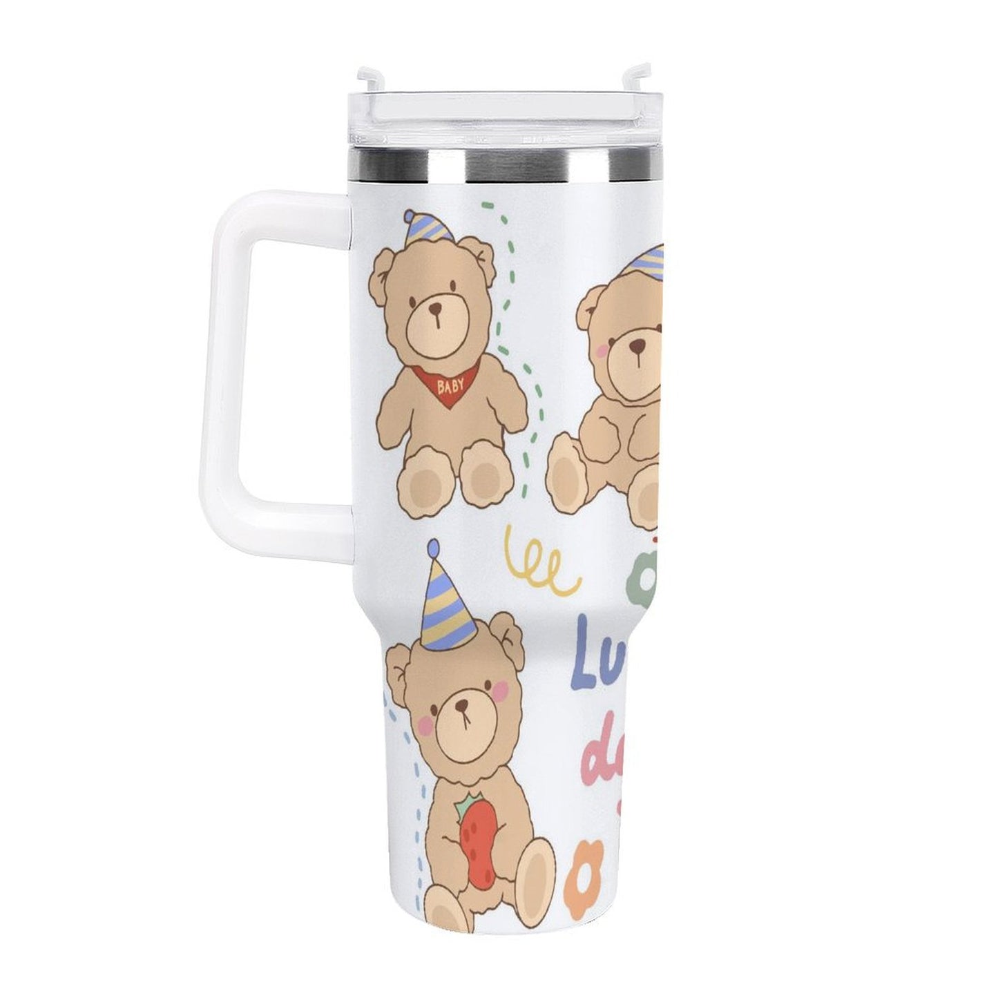 PHDT00516 POD US Local Tumbler 40oz Large Capacity Car Cup Teddy Bear, Lucky Day, Ice Cream