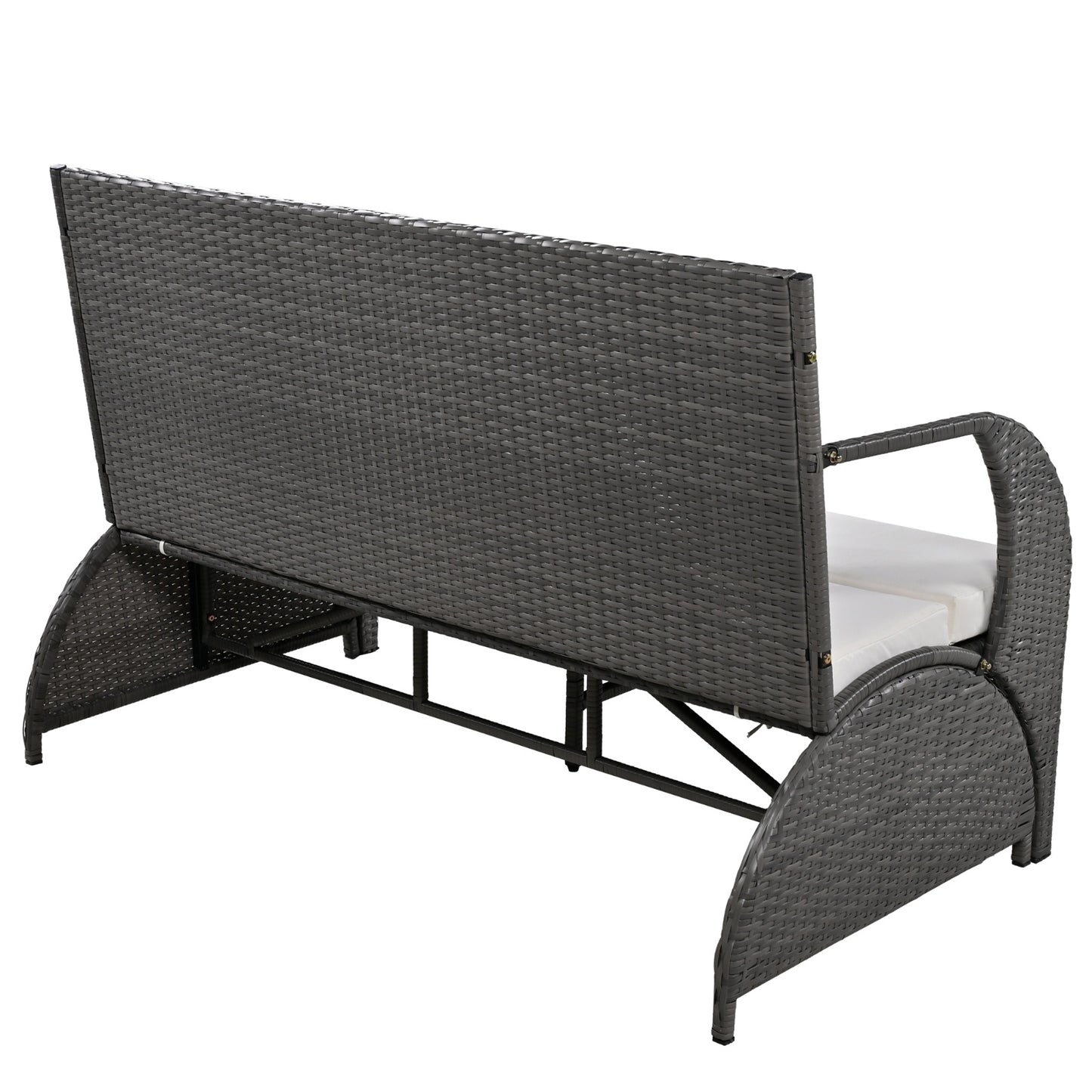 US Local U STYLE Outdoor Loveseat And Convertible To Four Seats And A Table,Suitable For Gardens And Lawns