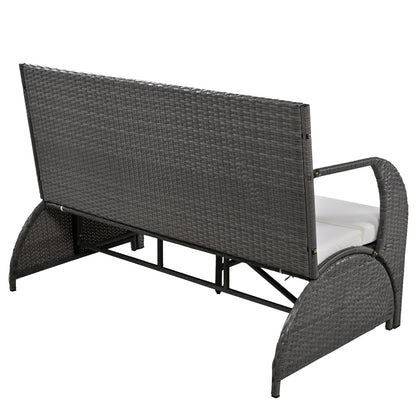 US Local U STYLE Outdoor Loveseat And Convertible To Four Seats And A Table,Suitable For Gardens And Lawns
