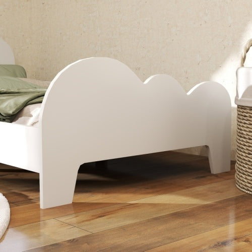 UK Local AIYAPLAY Cloud-Themed Toddler Bed Frame With Safety Rails, 143.5 X 74.5 X 56cm