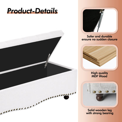 US Local Linen Upholstered Storage Bench