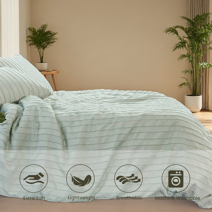 US Local Bohemian Style Quilt Cover Set, Cut Flower Quilt Cover,  Tufted Quilt Cover Three-piece Set, One Quilt Cover And Two Pillowcases,  Washable And Machine Washable Without Shrinkage,  Suitable For Hotels