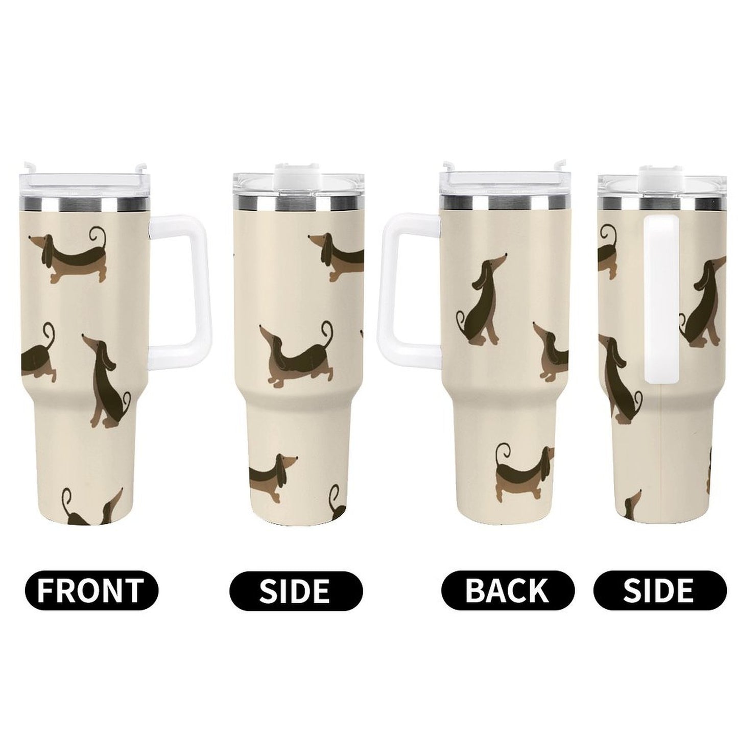 PHDT00352 POD US Local Tumbler 40 oz Large Capacity Car Cup Dachshund, Brown, Pet Dog