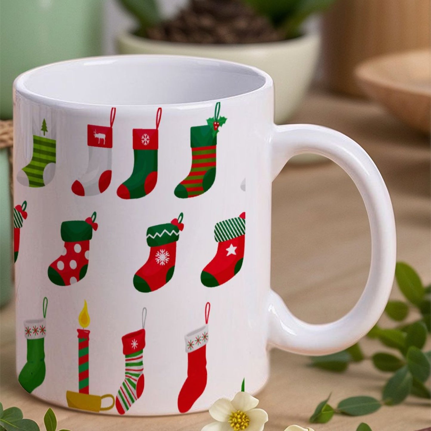 POD US Local White mug with full print, Christmas Socks 0012
