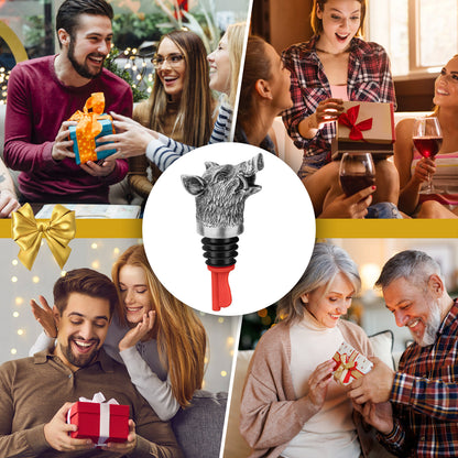 US Local Wild Boar Head Wine Pourer - Vacuum Sealing, Wine Spout, Stopper For Cocktails, Whiskey, Wine Bottles, Perfect Gift For Any Occasion