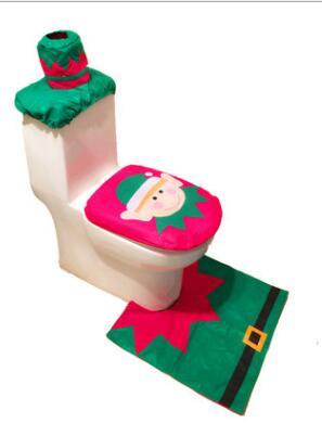 USA Local Merry Christmas Bathroom Curtain Santa Claus Toilet Seat Christmas Decorations