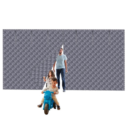 US Local 1 Pc 16x7FT Magnetic Thermal Insulated Garage Door Curtain For Winter Two Car Garage Screen With Magnetic Closure 8 Roll Up Buckle Straps For Two Cars Weatherproof Windproof Soundproof