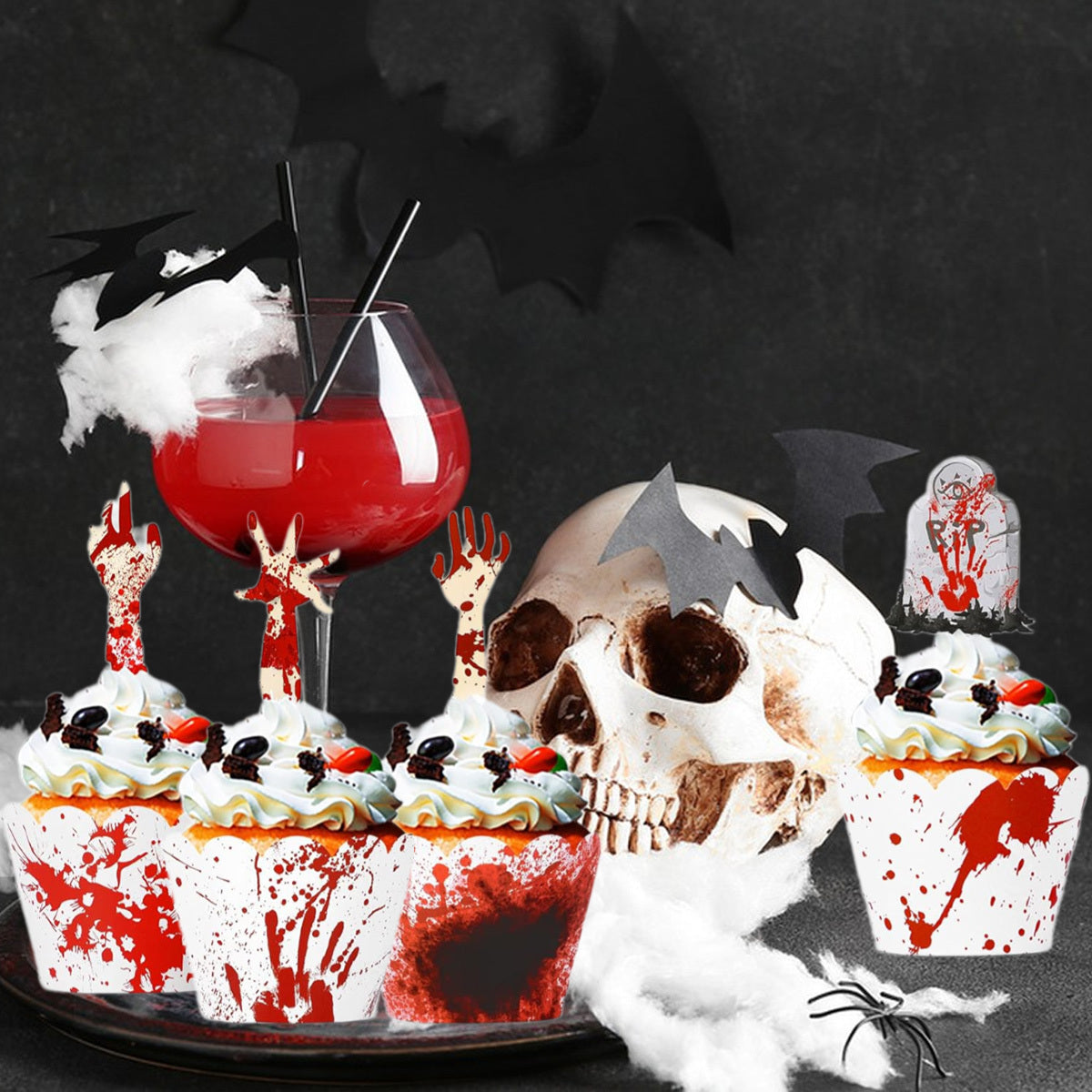48 Pcs Halloween Cupcake Toppers