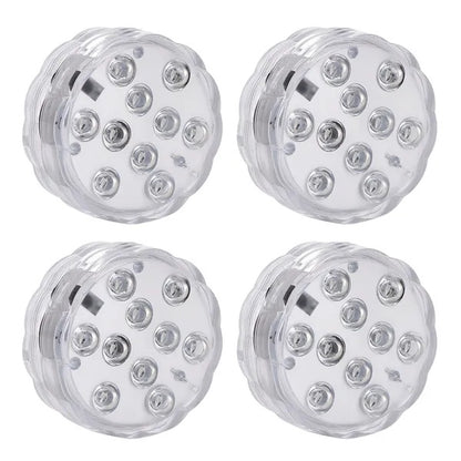 US Local 4Pcs Submersible RGB LED Lights IP68 Waterproof Underwater Color Changing Lamps Remote Control