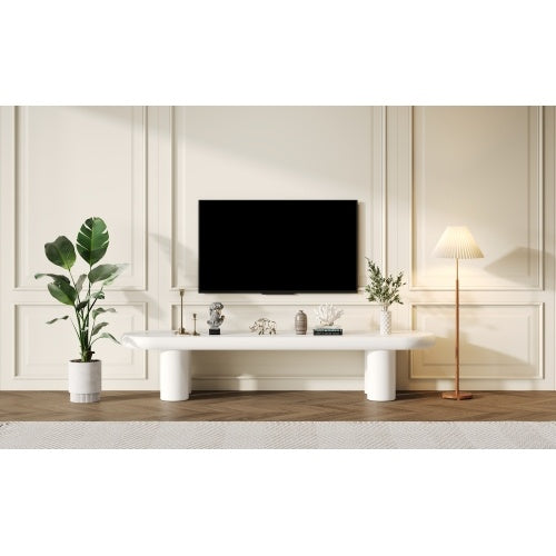 UK Local White Painted TV Stand Cabinet For TV Up To 70 Inch, TV Unit TV Console Table, Wooden Entertainment Center For Living Room, Dining Room, Bedroom