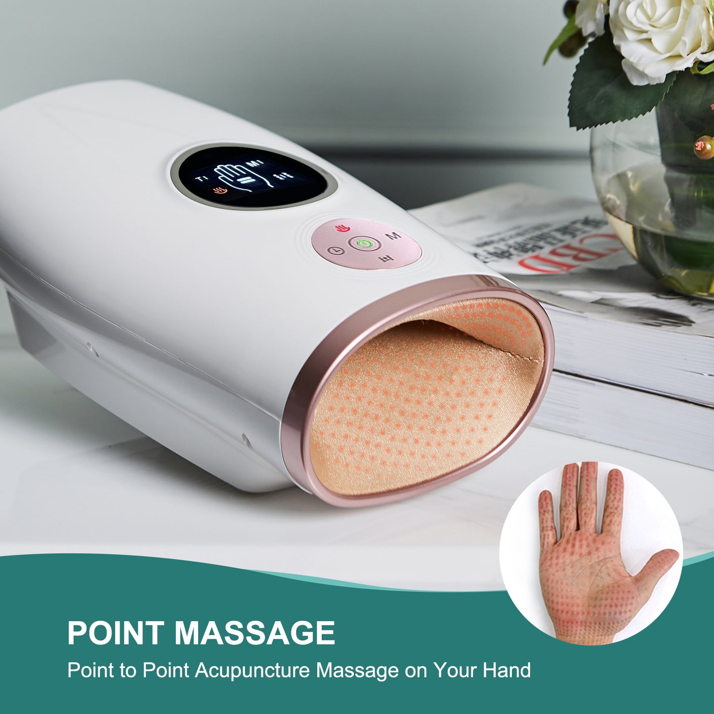 US Local 3-Speed Hand Massager With Heat, Air Compression & 30-Min Timer, Portable & Relaxing