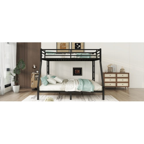 US Local Metal Queen Over King Bunk Bed For Teens And Adults,Space-Saving Noise Reduced No Box Spring Needed, Black