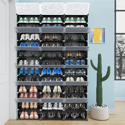 US Local 12 Layer Portable 72 Pairs Shoe Rack Storage Rack 36 Grid Tower Rack Storage Cabinet Bracket