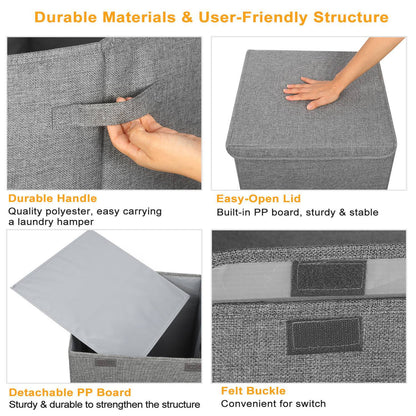 US Local 1Pc Foldable Laundry Hampers Washing Clothes Laundry Basket With Lid Handles Storage Organizer