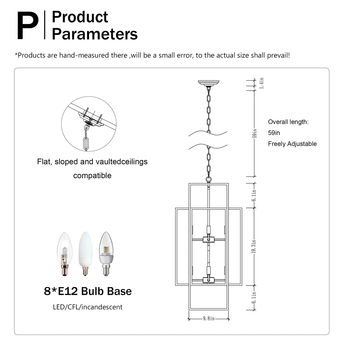 US Local 8-Light Metal Lantern Tiered Pendant Hanging Light Fixtures, Industrial Farmhouse Adjustable Height Chandeliers For Dining Room Hallway Foyer Entryway--Matte Black & Gold E12 Bulbs Not Included