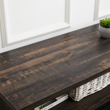 US Local Modern Entertainment Console TV Stand With 23  Fireplace Insert, Multipurpose Sliding Door TV Cabinet Large Storage Space, 58.11  W  15.79  D  32.36  H Antique Brown