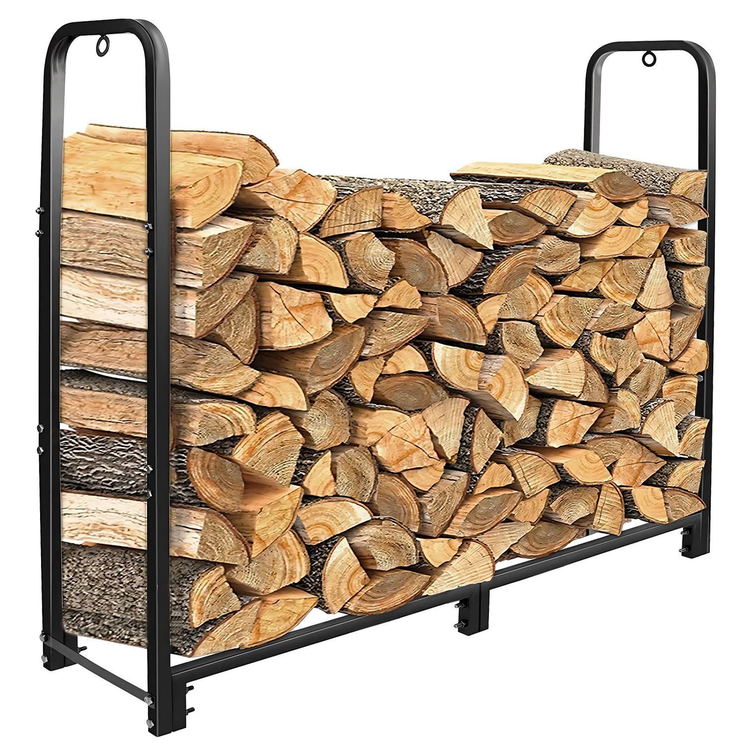 US Local 1 Pc Firewood Log Rack 2500LBS Iron Wood Lumber Storage Stacking Rack 4.03ft Heavy Duty Pile Lumber Storage Holder For Fireplace Firepit