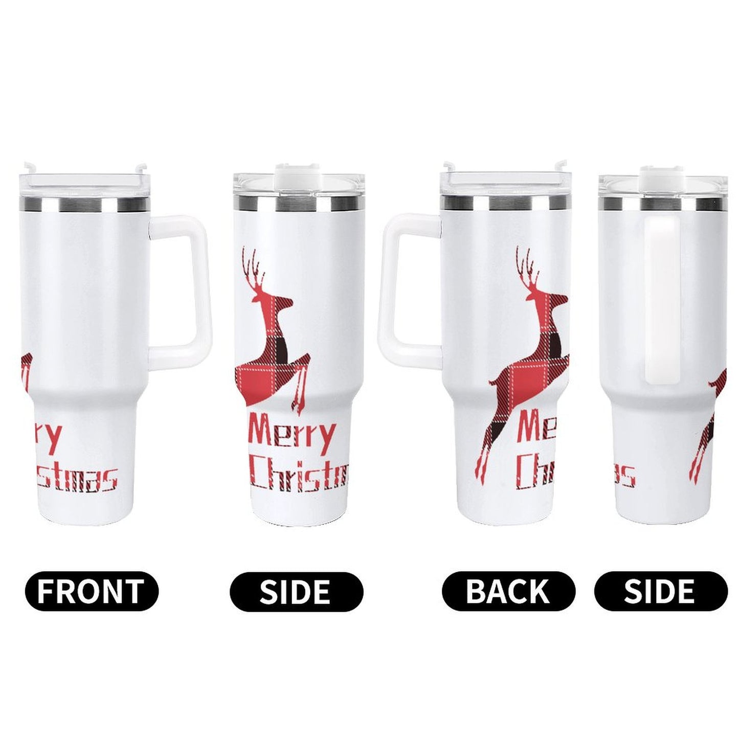 PHDT00432 POD US Local Tumbler 40 oz Large Capacity Car Cup Plaid Christmas Deer