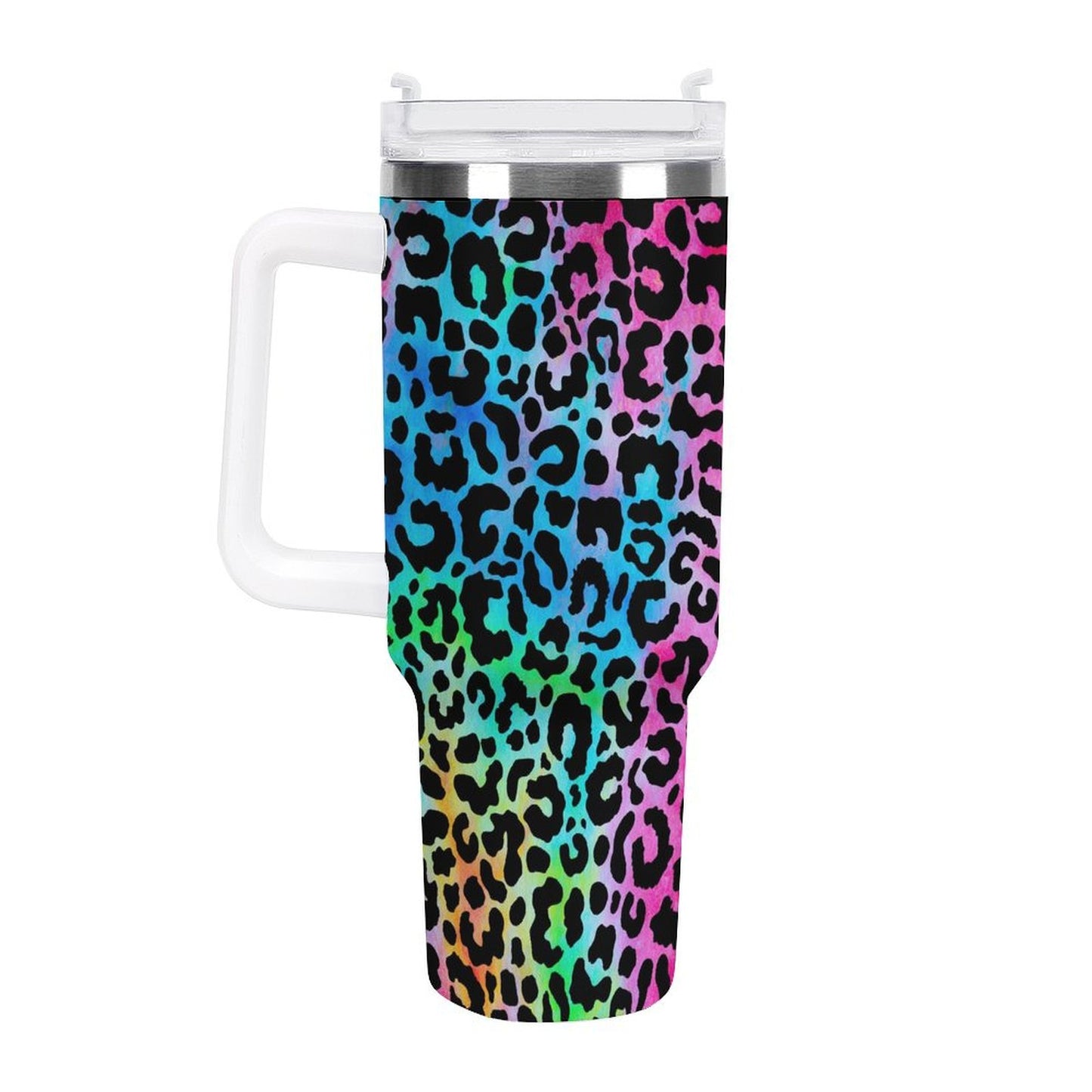 PHDT00186 POD US Local Tumbler 40 oz Large Capacity Car Cup Colorful, Leopard Fluorescent