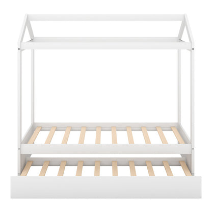 US Local House Bed With Trundle, Can Be Decorated,White