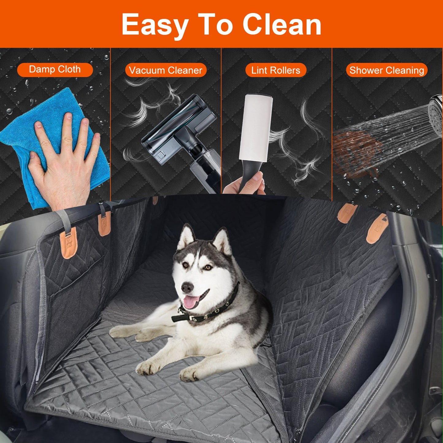 US Local 1Pc Dog Car Seat Cover For Back Seat Waterproof Oxford Cloth Seat Cover Hammock Non-Slip Scratchproof Back Seat Extender With Side Flap Mesh Window Storage Bag For Car SUV Truck