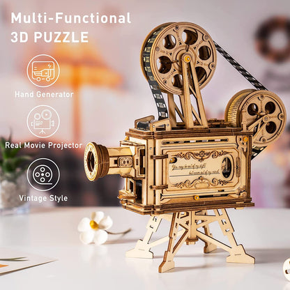 US Local ROKR 3D Wooden Puzzles Vitascope Mechanical Building Kits Movie Projector Toys