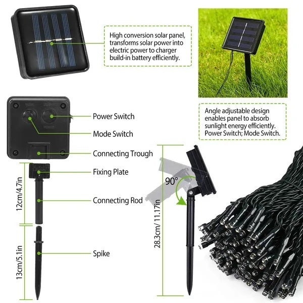 US Local Solar String Lights LED Solar Power Fairy String Light 12M LEDs 8