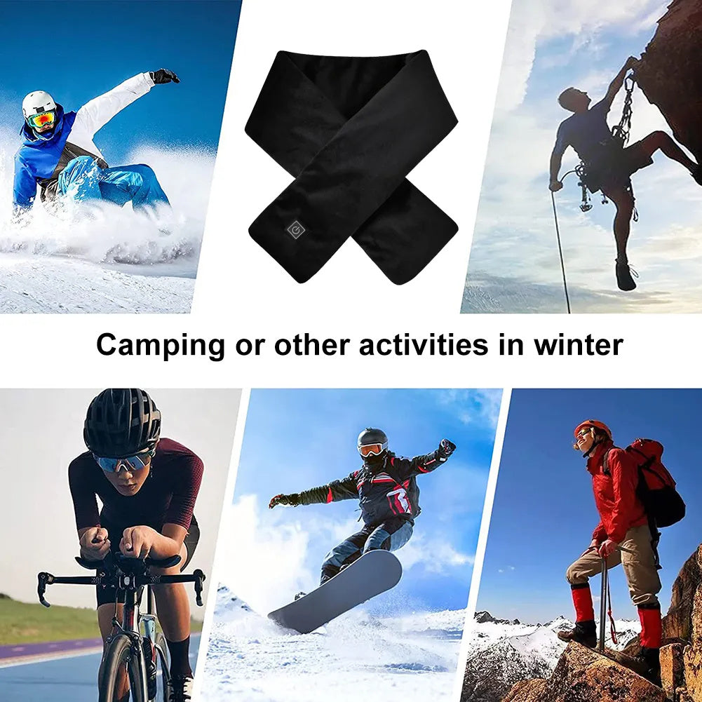USB Women Men Heating Scarf Temperature Scarf 3 Gears Adjustable USB Charging Heat Control Neck Warmer For Cycling Camping USB Heated Scarf