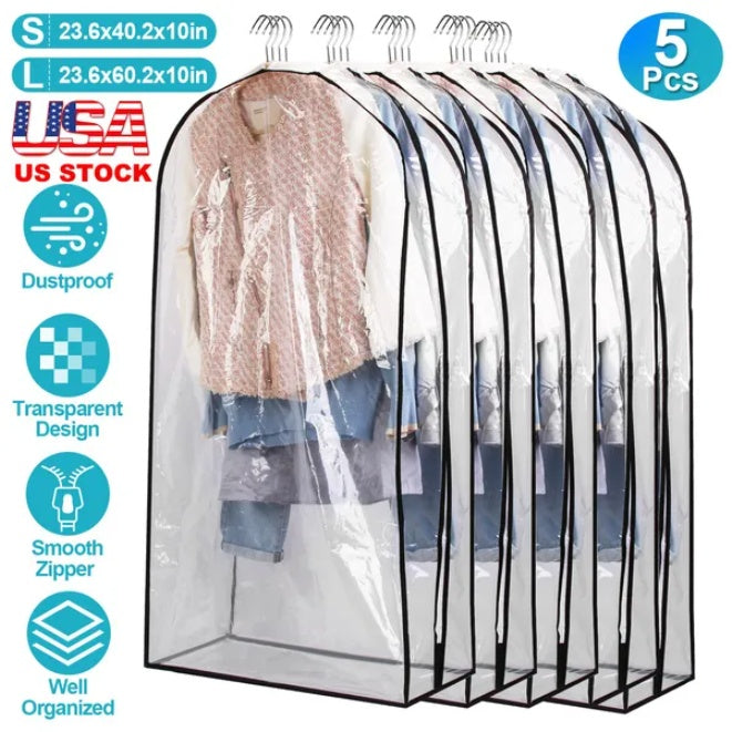 US Local 5 pcs Set Of Hanging Clothes In A Bag  Dustproof And Waterproof