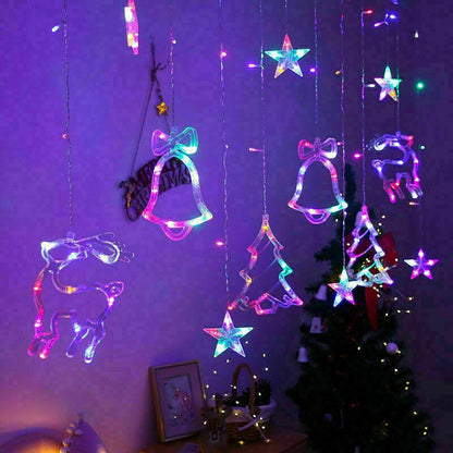US Local LED Fairy String Window Curtain Lights Star Christmas Xmas Party Home Indoor
