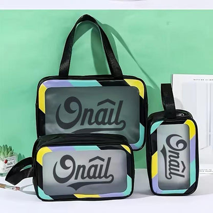 US Local Upgraded Black Simple Bathroom Essential Toiletry Bag Four-piece Set