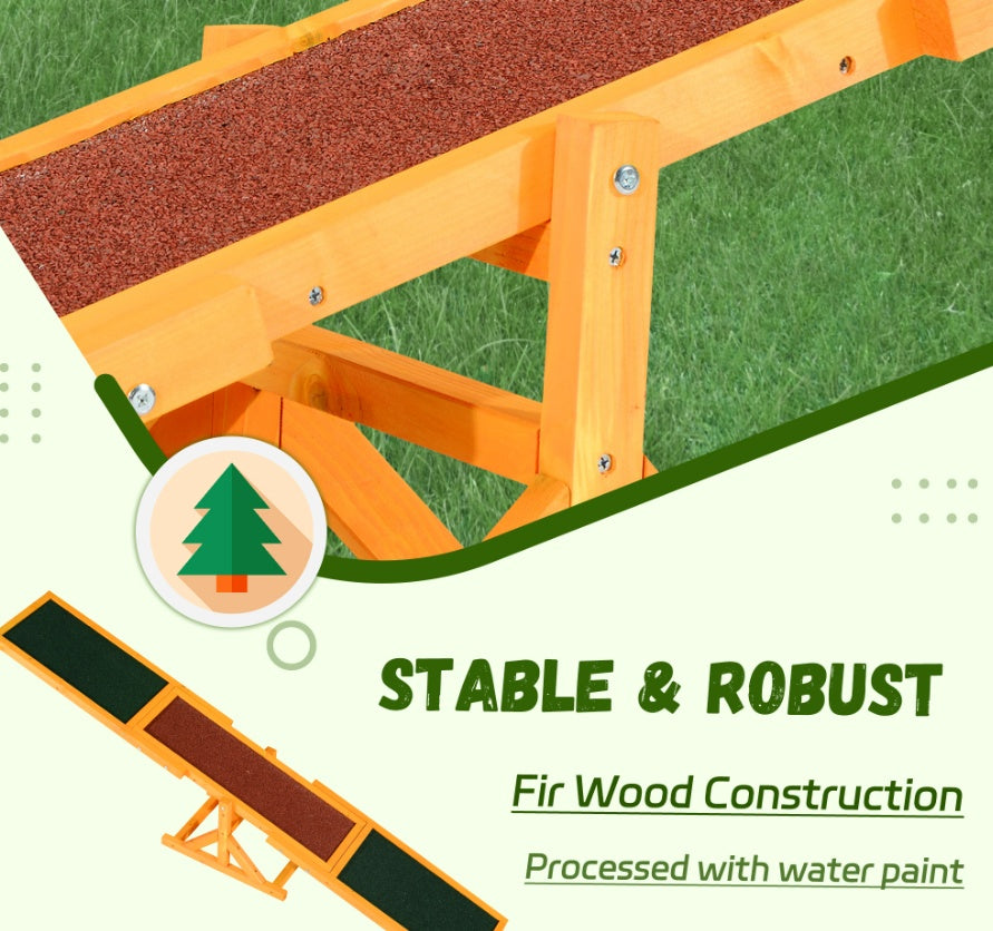 US Local Wooden Dog Agility Seesaw, Training And Exercise Equipment, Weather Resistant, 71  L, Natural