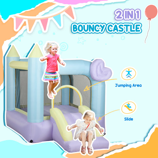 US Local Inflatable Bounce House With Air Blower, Slide, Stakes, Repair Patches, Storage Bag, For Kids Ages 3-8, 98 X 65 X 79
