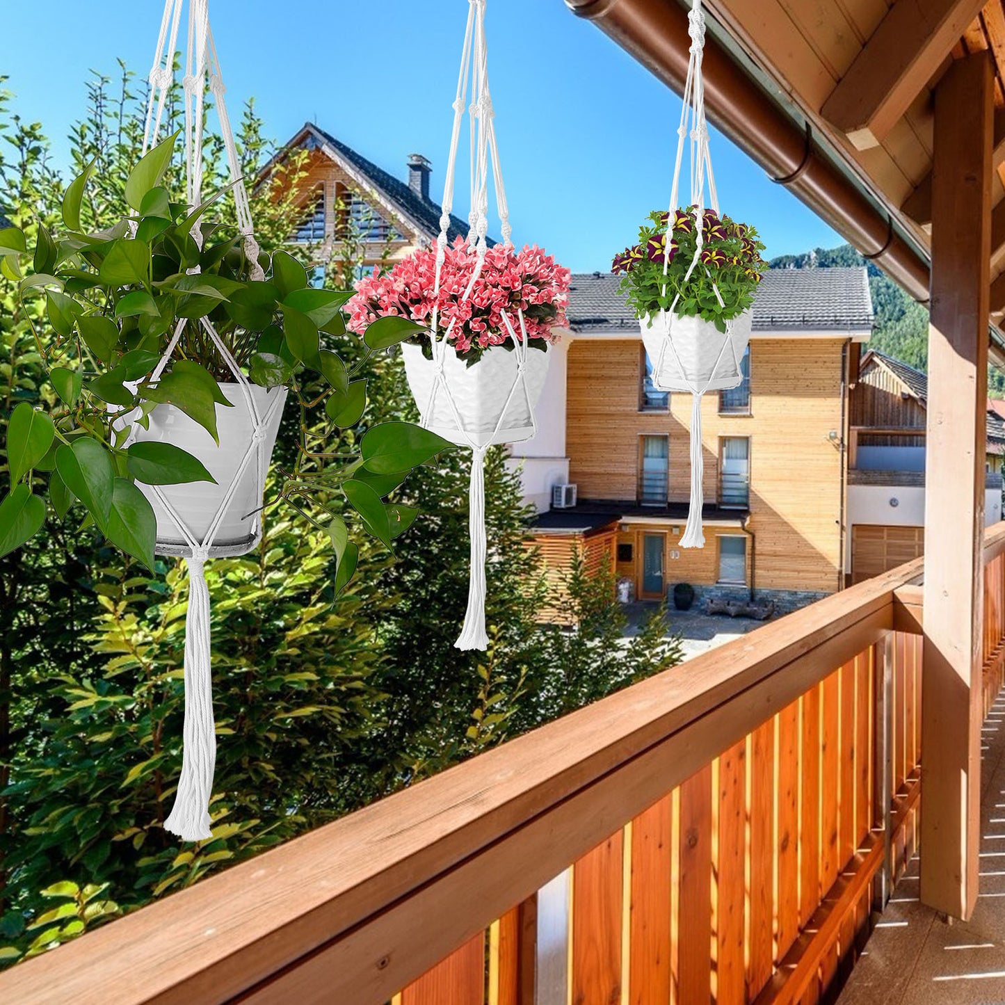 US Local 2Pcs Plant Hanger Flowerpot Net Bag 40in Cotton Rope Plant Hangers 4Legs Plant Hanger Fit For Round Or Square Plant Pot