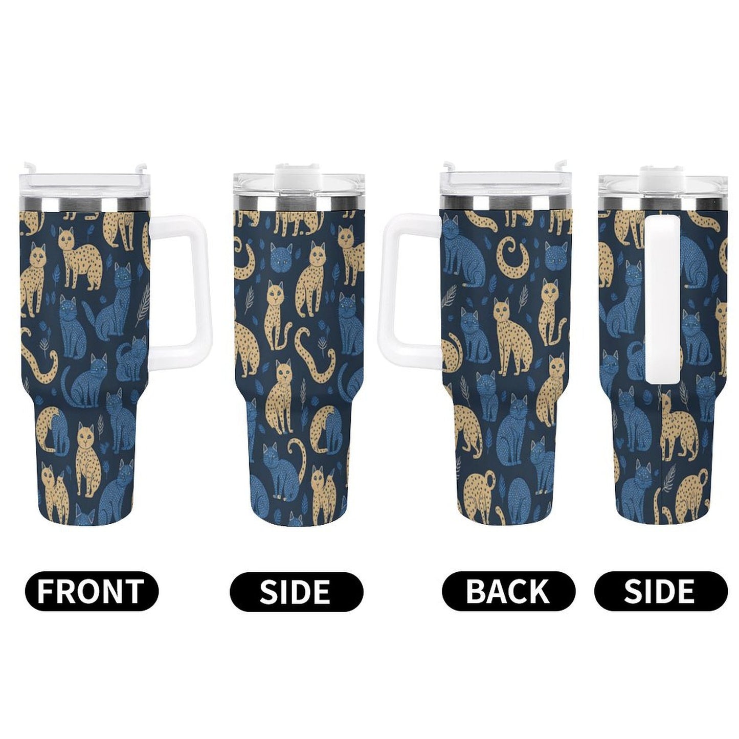 PHDT00271 POD US Local Tumbler 40 oz Large Capacity Car Cup Cat, Yellow, Black, Blue