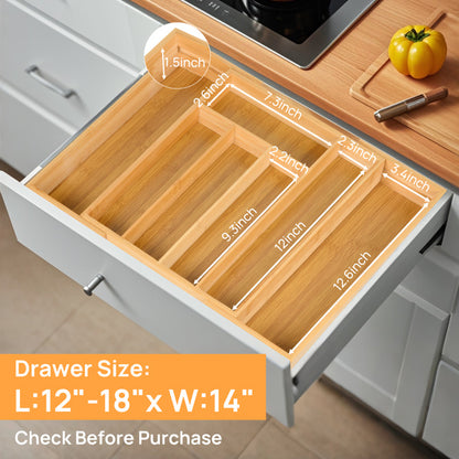 US Local Expandable Bamboo Kitchen Drawer Storage Box