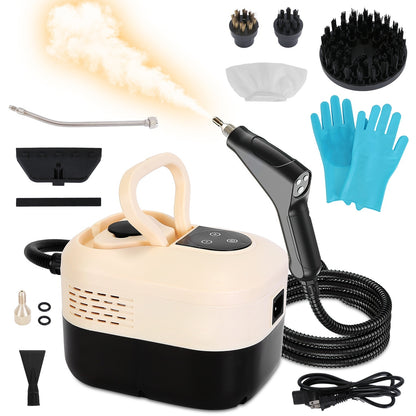 US Local 1500W Handheld High Temperature And Pressure Steamer Cleaner With 1200ML Tank 8 Accessories 6 Steam Levels Digital Display Handle Control For Dirt Grease Grout Tile Floor Couch Car