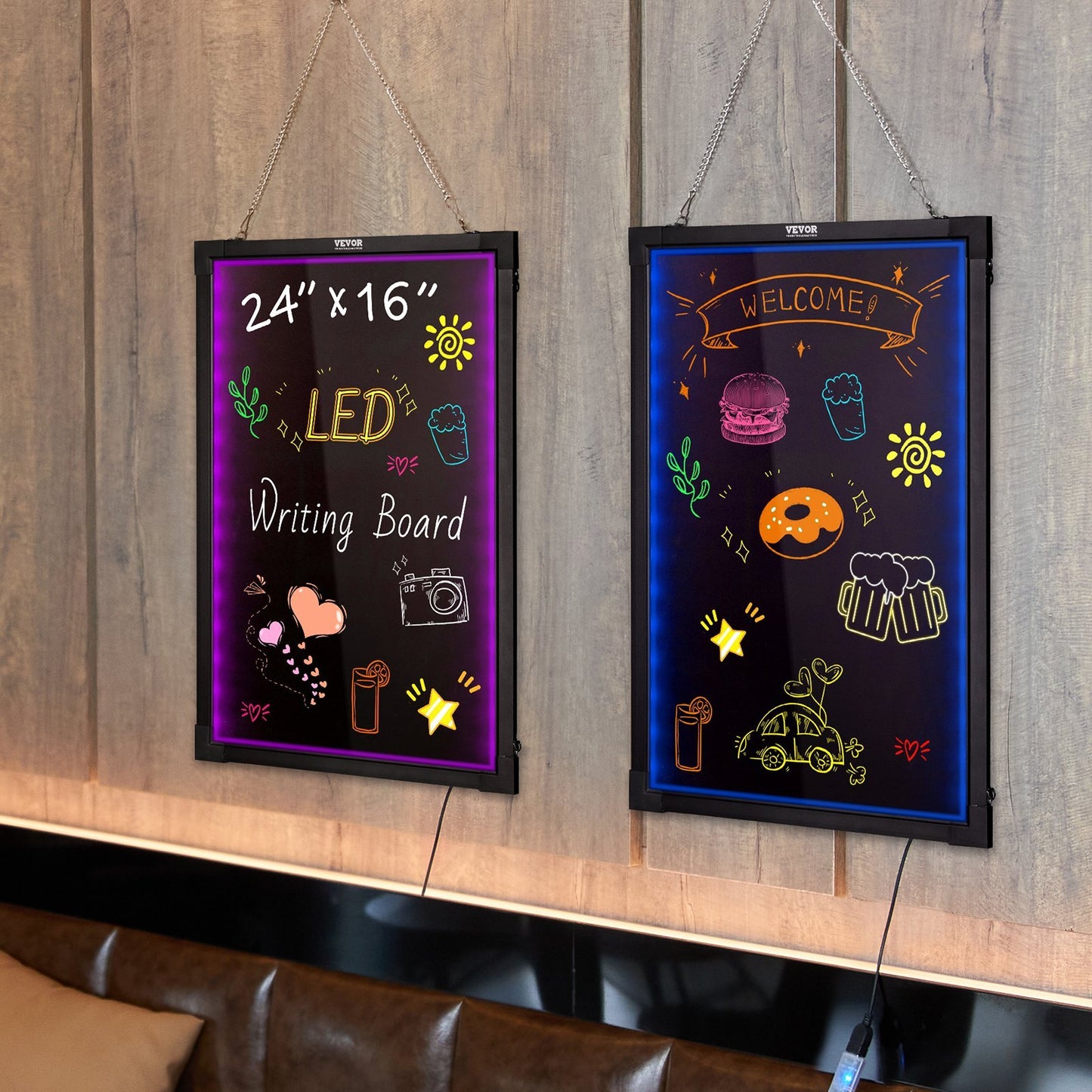 US Local VEVOR LED Message Writing Board, Illuminated Erasable Lighted Chalkboard, Neon Effect Menu Sign Board, Drawing Board With 8 Fluorescent Chalk Markers And Remote Tested To UL Standards