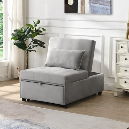 US Local Folding Ottoman Sofa Bed Gray