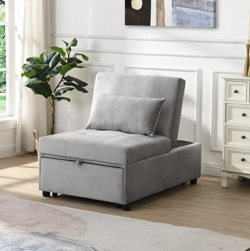 US Local Folding Ottoman Sofa Bed Gray