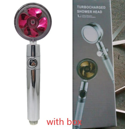 US Local Shower Head Water Saving Flow 360 Degrees Rotating With Small Fan ABS Rain High Pressure Spray Nozzle Bathroom Accessories