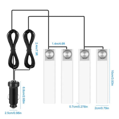 US Local 4Pcs Car Interior LED Atmosphere Light Car Charge
