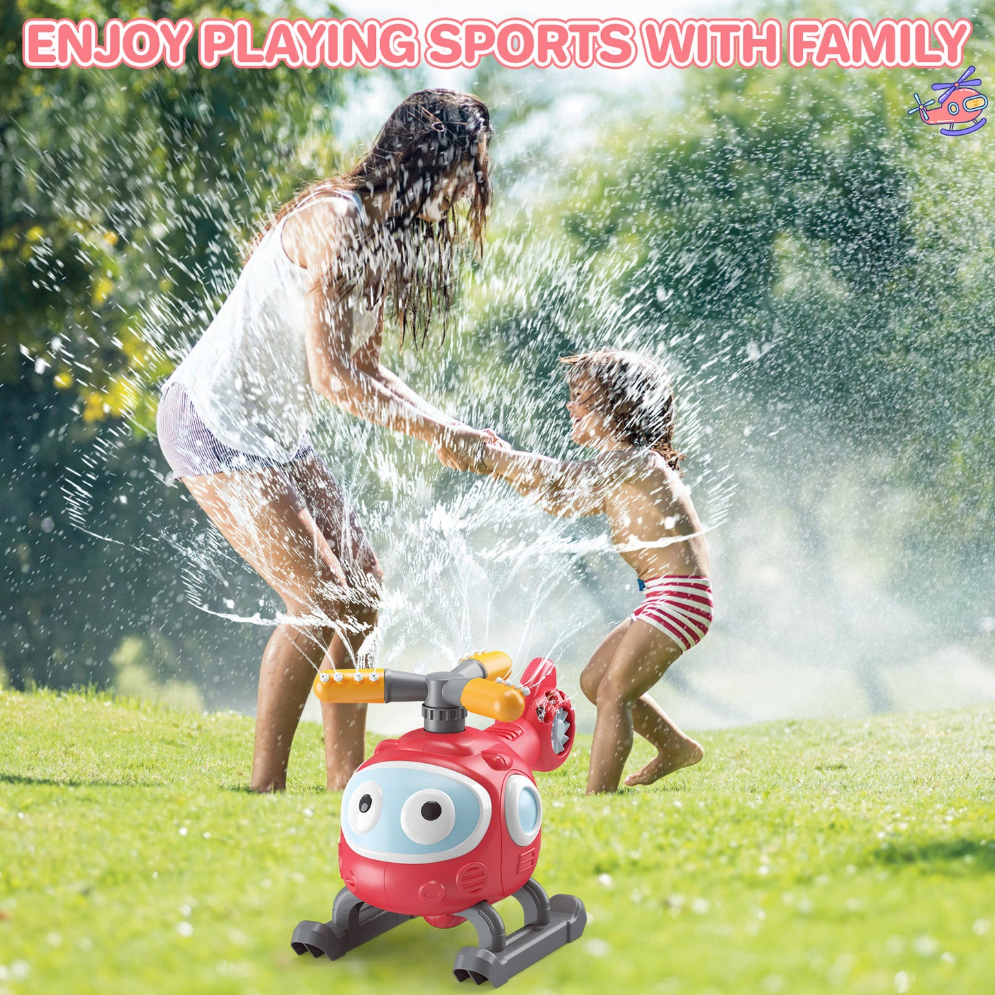 US Local 4 In 1 Water Sprinklers T Ball Set For Kids And Toddlers, Baseball Sprinkler For Backyard Helicopter Toy Outdoor Game, Attaches To Garden Hose Summer Yard Pool Water Toy