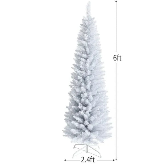 US Local 6 Feet Unlit Artificial Slim Pencil Christmas Tree With Metal Stand