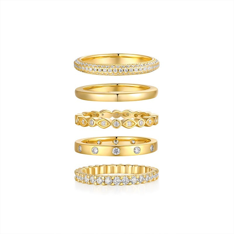 Gold Ring - A Fashionable Men's And Women's Ring And Jewelry Piece Set With Moissanite S925 Sterling Silver And Gold-plated Diamonds