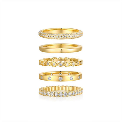 Gold Ring - A Fashionable Men's And Women's Ring And Jewelry Piece Set With Moissanite S925 Sterling Silver And Gold-plated Diamonds