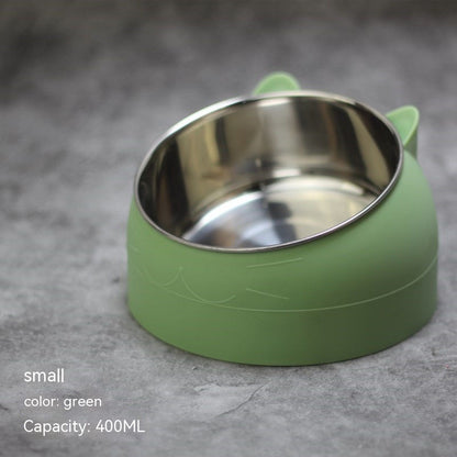 US Local Stainless Steel Dog Bowl Double Bowl Cervical Protection Oblique Mouth Hot Pet Food Basin Supplies